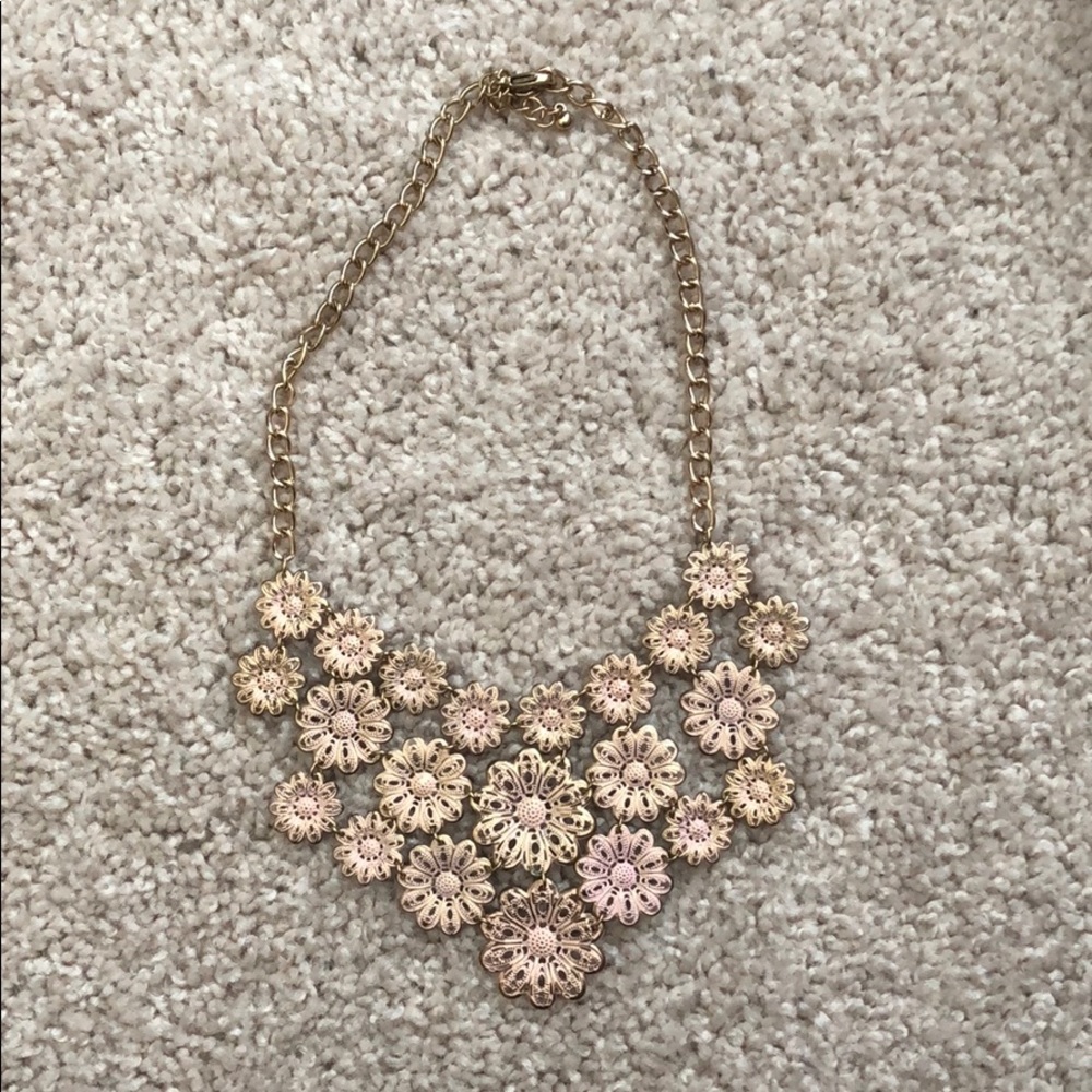 Pink and gold statement necklace